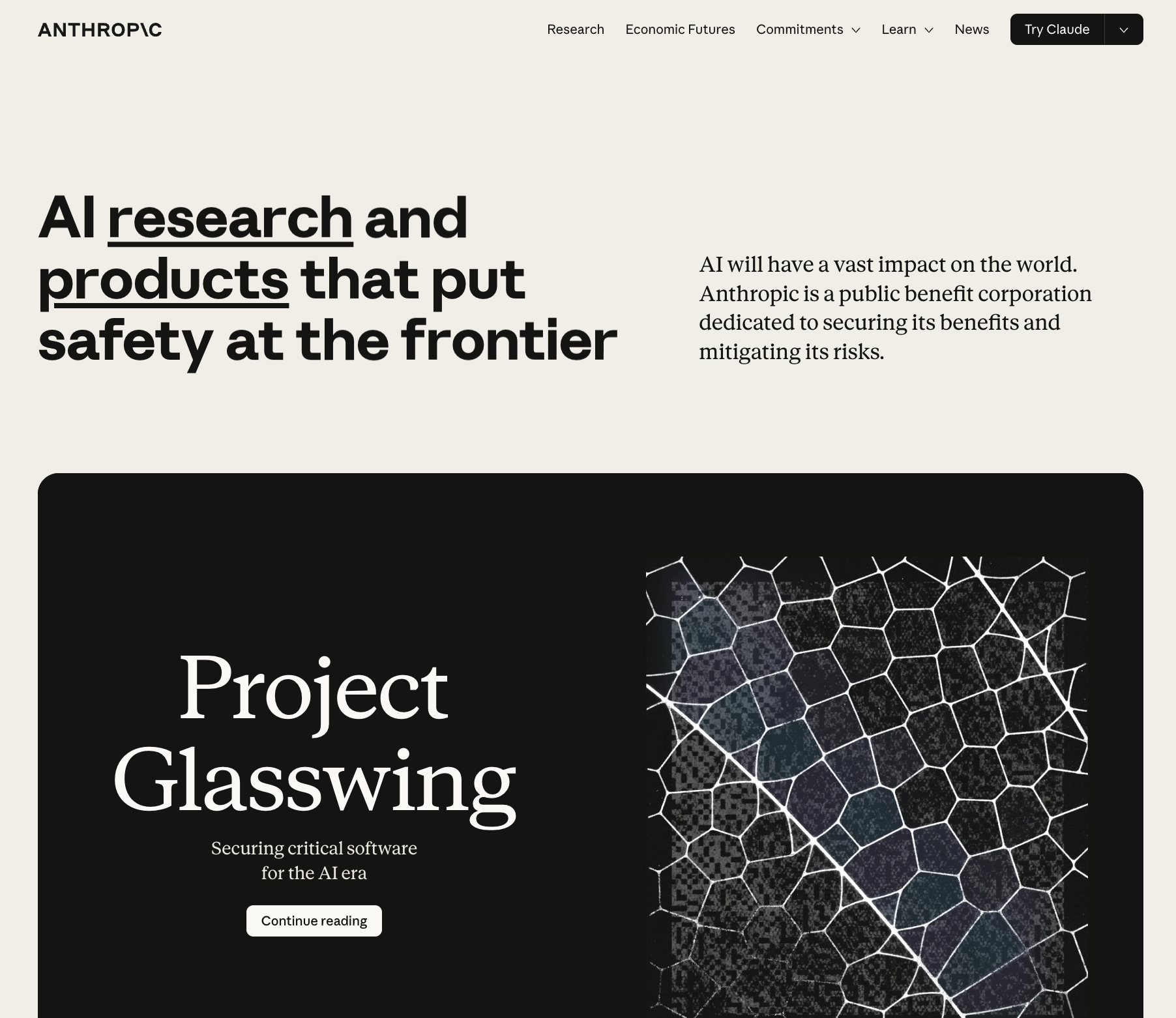 Anthropic homepage showing brand elements