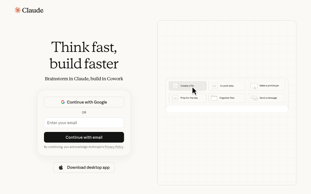 Claude signup page